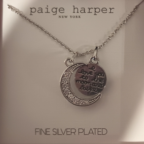 "I Love You to the Moon and Back" Necklace Silver Plated Paige Harper New York - Picture 6 of 11